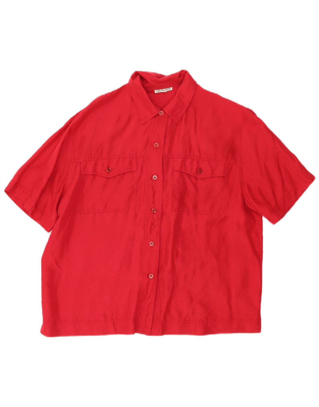 GB.PEDRINI Womens Short Sleeve Shirt EU 42 Large Red Silk