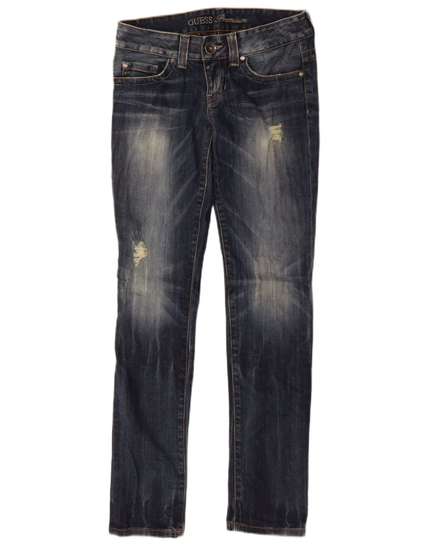 Guess Vaqueros Slim Desgastados Mujer W29 L32 Algodón Azul