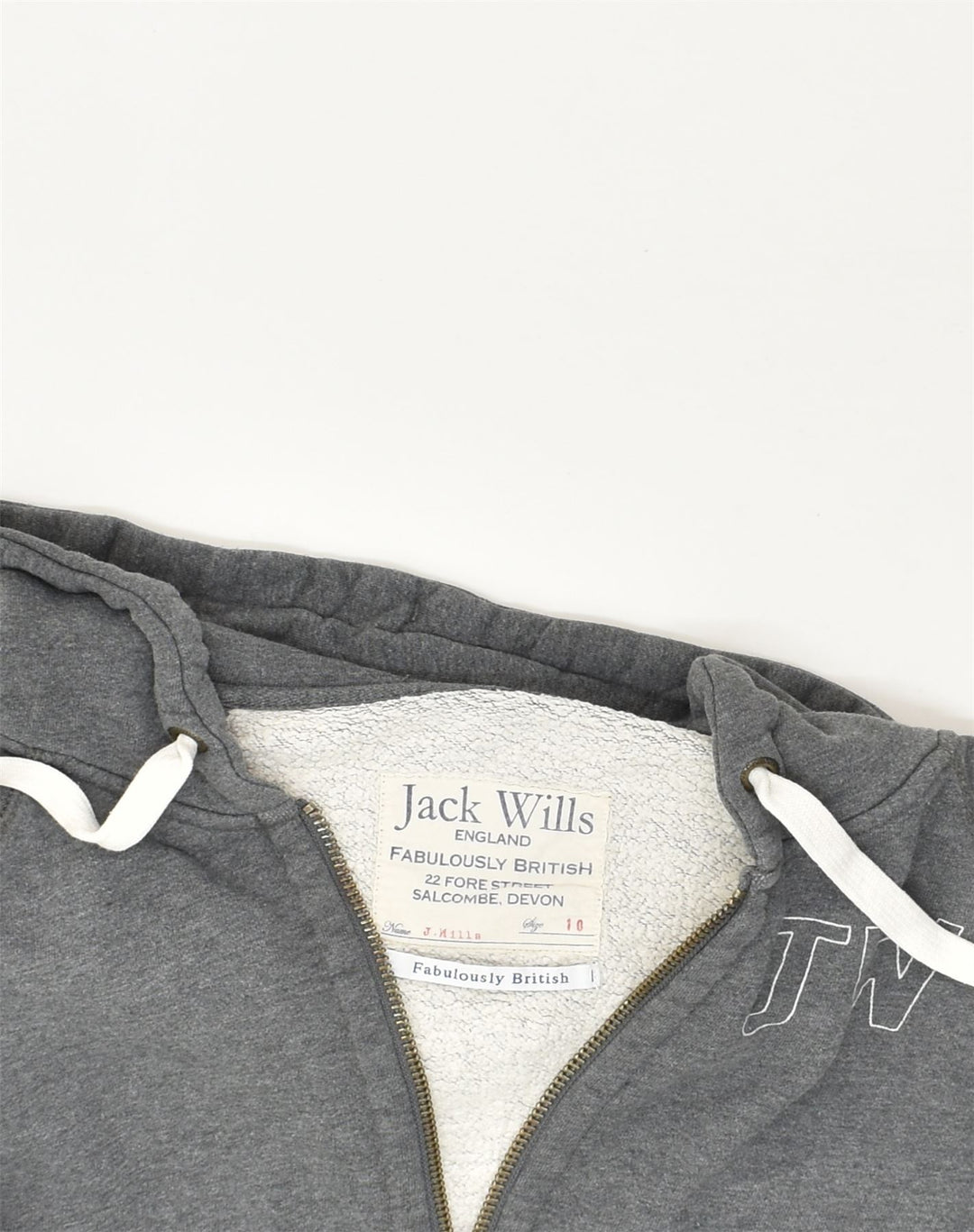 JACK WILLS Womens Zip Hoodie Sweater UK 10 Small Grey Cotton | Vintage Jack Wills | Thrift | Second-Hand Jack Wills | Used Clothing | Messina Hembry 