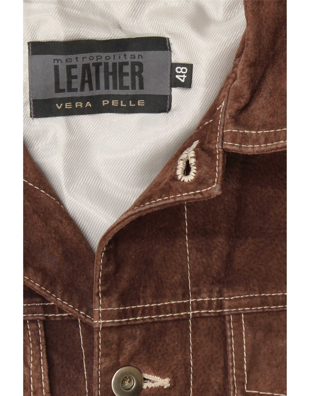 Metropolitan Chaqueta Bomber De Ante Para Hombre IT 48 Cuero Marrón Medio