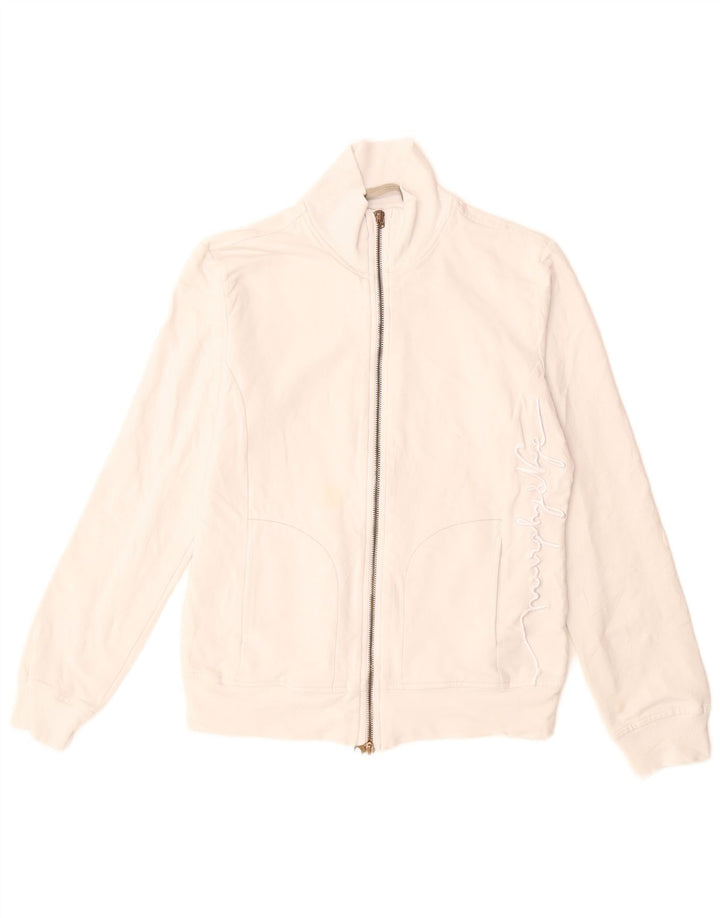MURPHY & NYE Chaqueta superior de chándal con gráfico para mujer UK 10 Small White