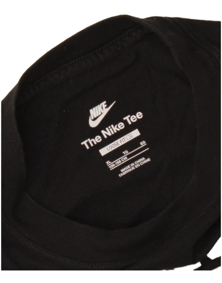 NIKE Camiseta holgada con gráfico corto para niñas 13-14 años XL Negro