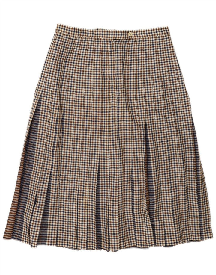 Falda plisada vintage para mujer W32 Gingham marrón grande
