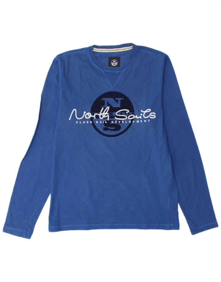 North Sails Hombre Camiseta Estampada De Manga Larga De Algodón Azul Grande