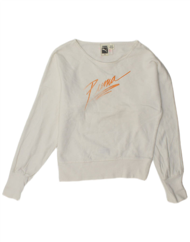 Puma - Sudadera gráfica para mujer, talla 6, XS, color blanco