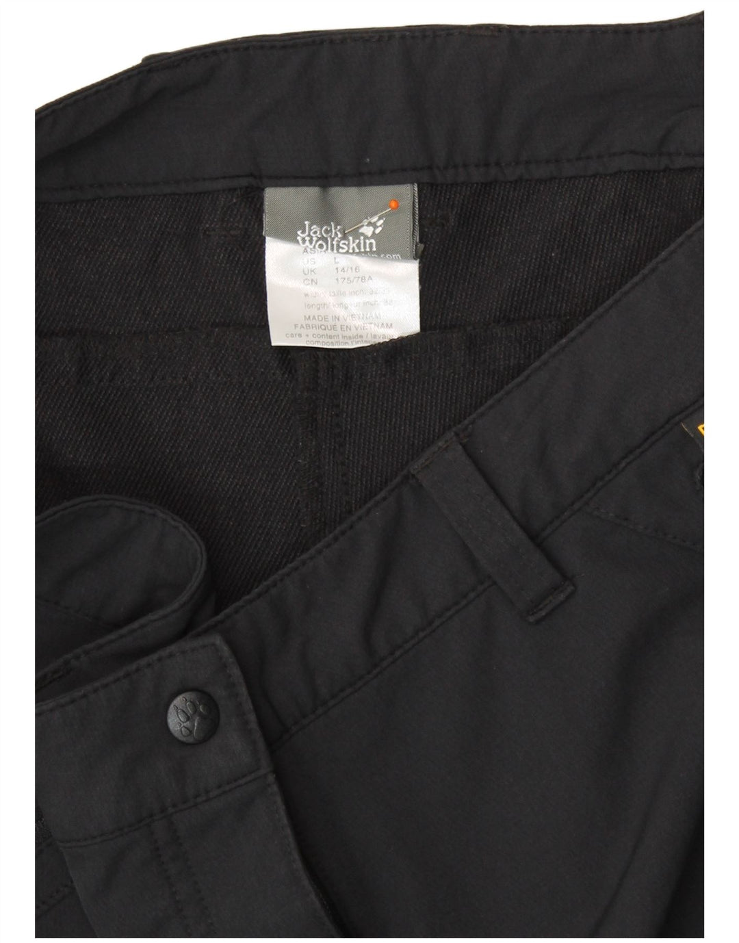 JACK WOLFSKIN Pantalones cargo de senderismo para mujer UK 14/16 Large W34 L30 Negro