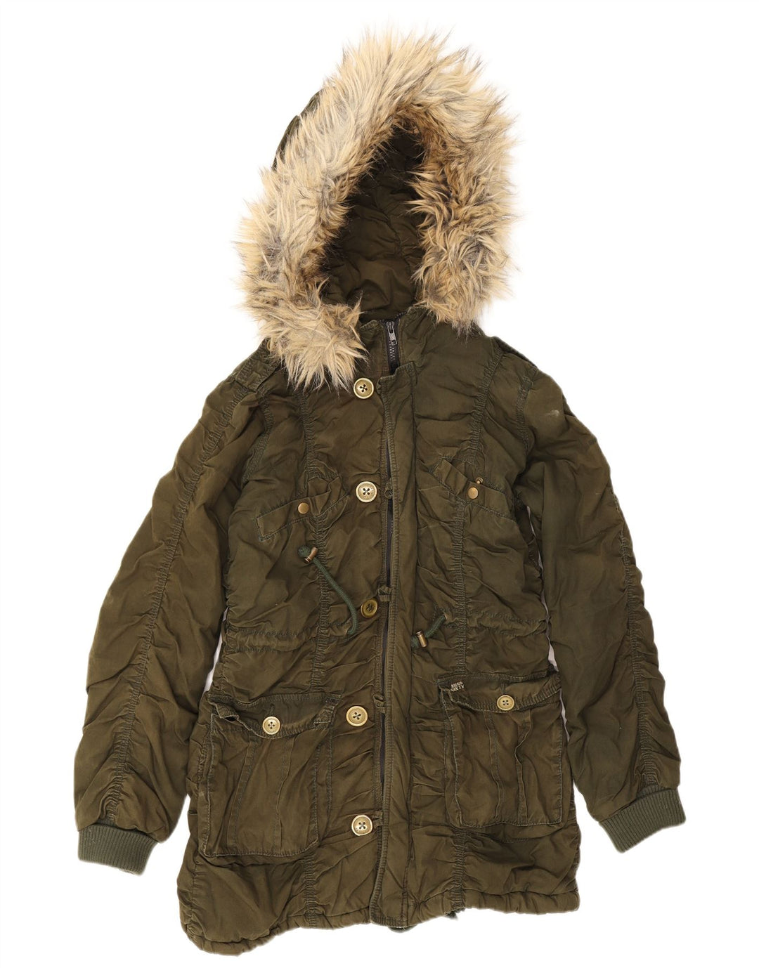 Miss Sixty Chaqueta Parka con Capucha para Mujer UK 42 Algodón Caqui Mediano
