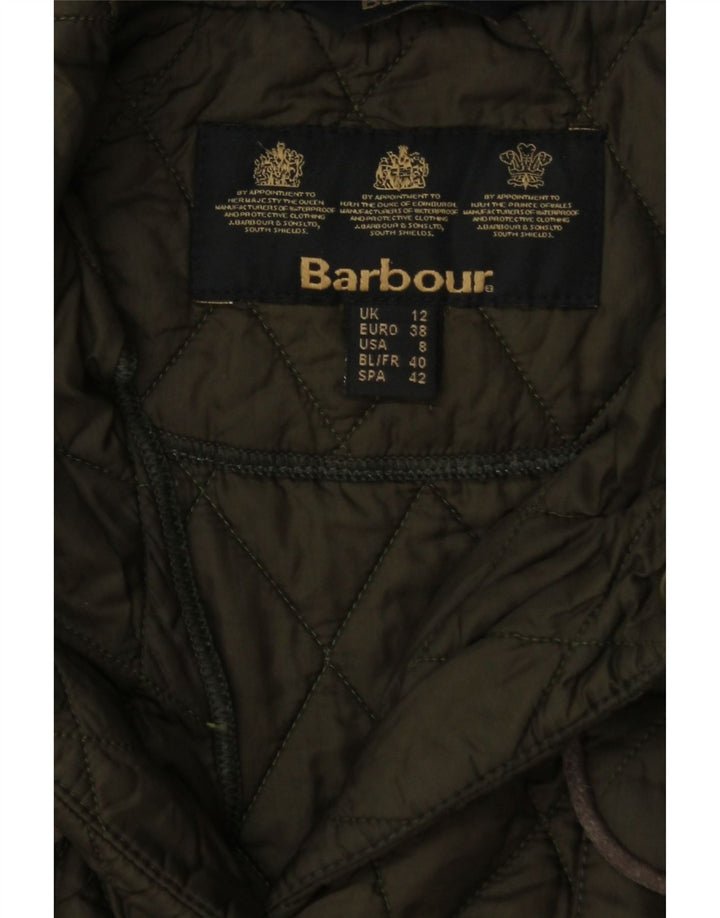BARBOUR Womens Quilted Jacket UK 12 Medium Khaki Vintage Barbour and Second-Hand Barbour from Messina Hembry 