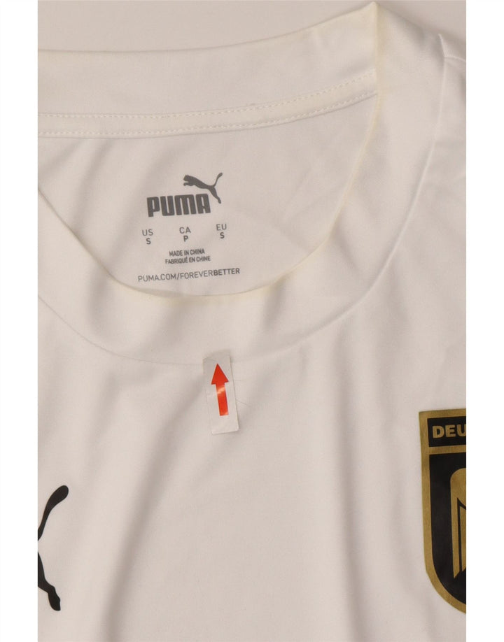 Puma Mens Deutshland Graphic Camiseta Top Pequeño Blanco Rayas Poliéster