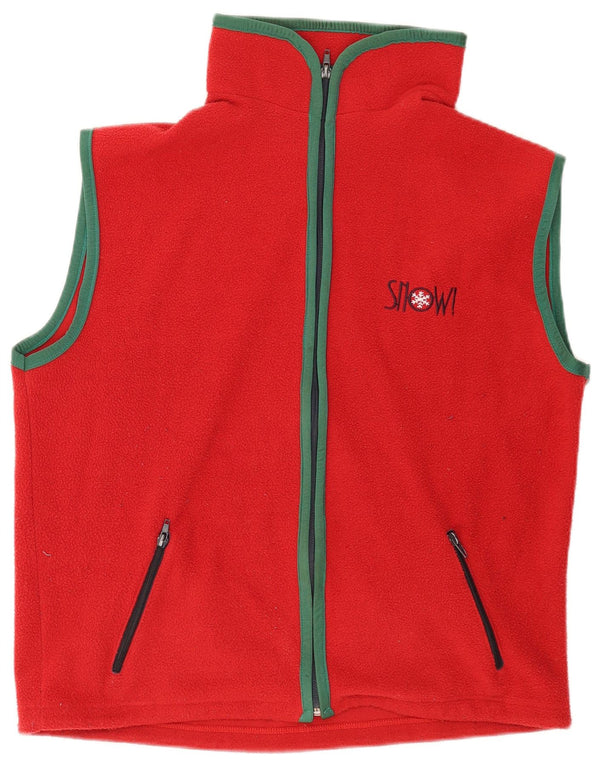 Vintage hombres polar Gilet Reino Unido 40 rojo grande
