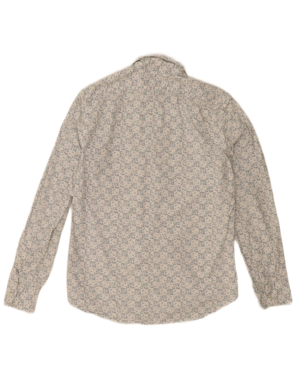 J. Crew Camisa ajustada para hombre de algodón floral blanco mediano
