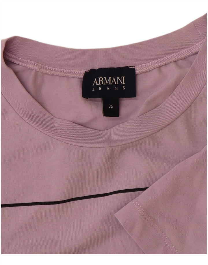 ARMANI JEANS Camiseta gráfica para mujer Top EU 36 Small Púrpura