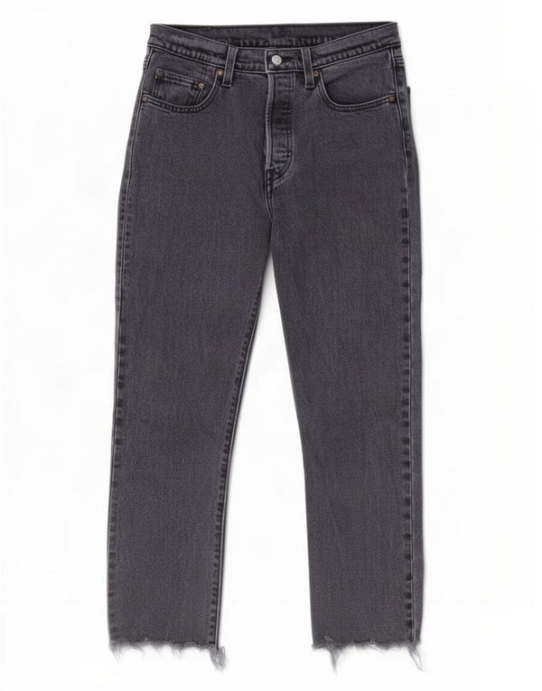 Vaqueros Levi's 501 Crop Rectos Para Mujer W27 L26 Algodón Gris
