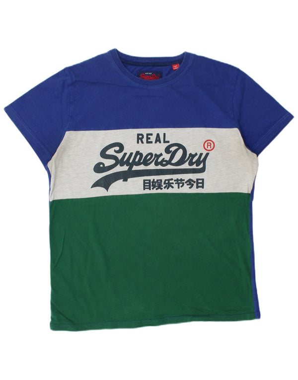 Superdry Camiseta gráfica para hombre Top XL de algodón con bloques de color azul