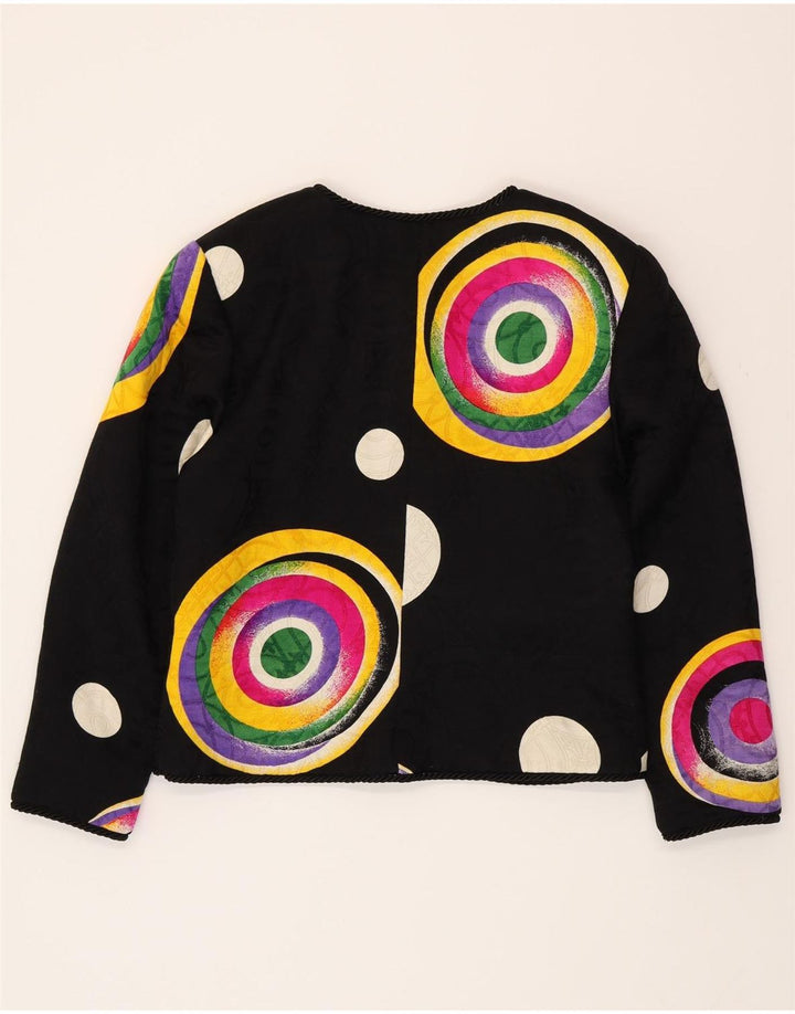 RENZO COUTURE Chaqueta Blazer para Mujer Reino Unido 14 Lana Geométrica Negra Mediana