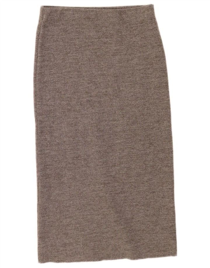 Zara Falda Midi Mediana W28 Gris Algodón
