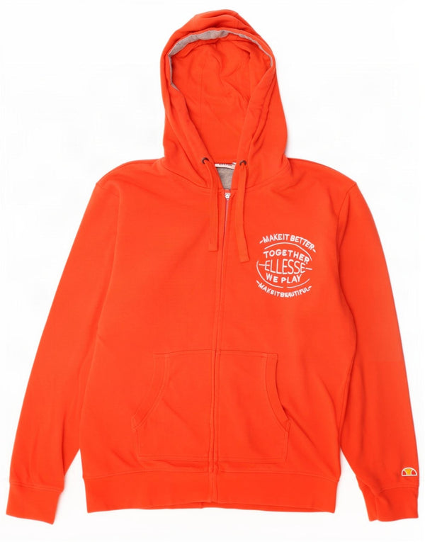 Ellesse Sudadera con capucha y cremallera gráfica para hombre Algodón naranja medio