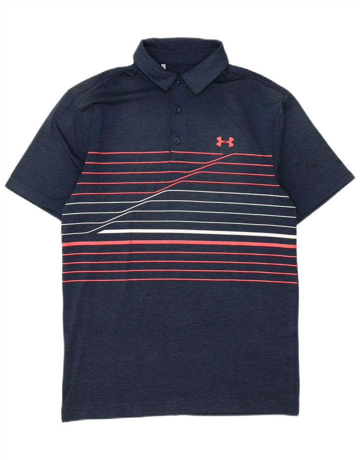 Under Armour Polo para hombre pequeño azul marino a rayas