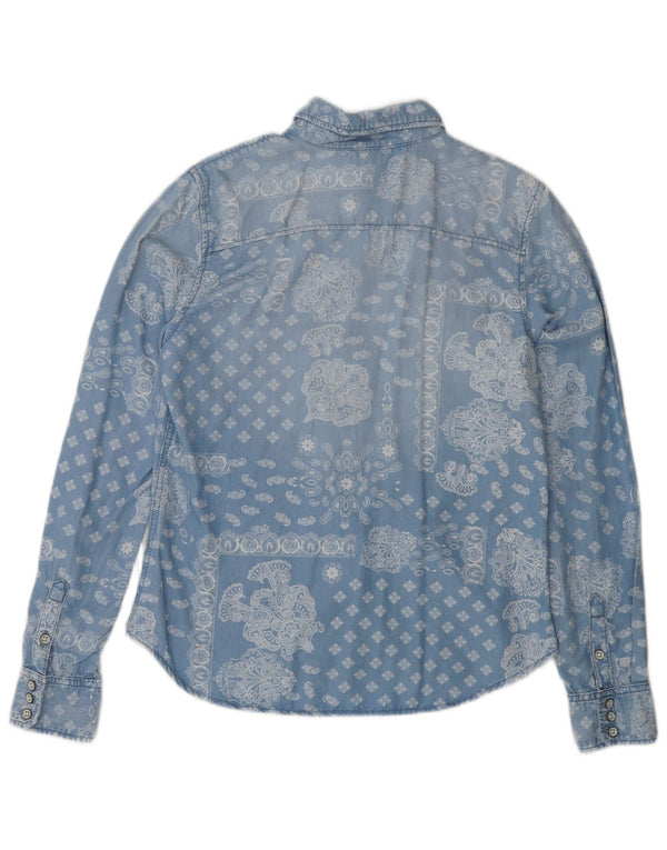 PEPE Jeans Camisa vaquera para mujer UK 44 Large Blue Paisley Lyocell