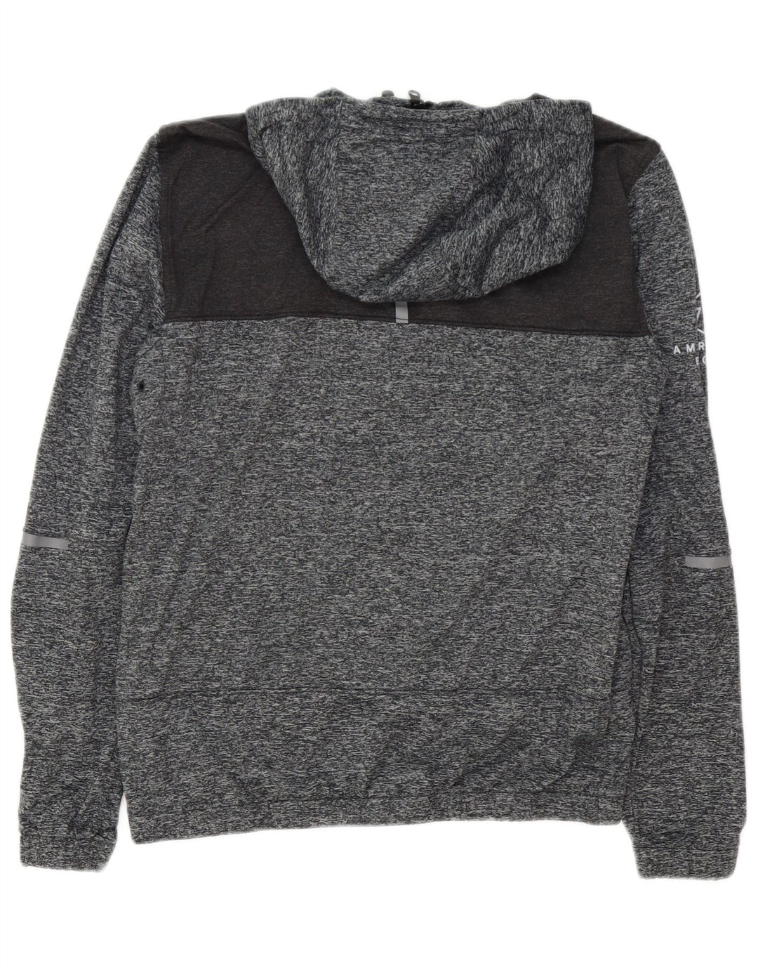 AMERICAN EAGLE Suéter con capucha y cremallera gráfica para hombre, tamaño pequeño, gris moteado