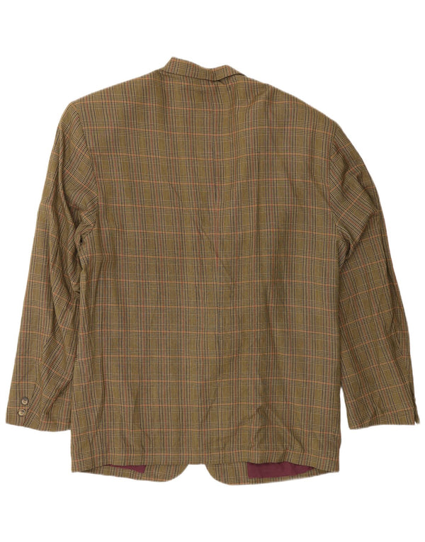 Vintage hombres 2 botones Blazer chaqueta Reino Unido 40 grande caqui pata de gallo