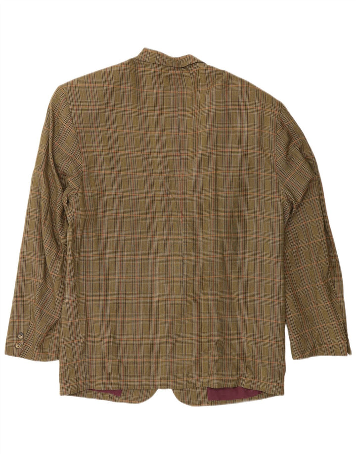 Vintage hombres 2 botones Blazer chaqueta Reino Unido 40 grande caqui pata de gallo