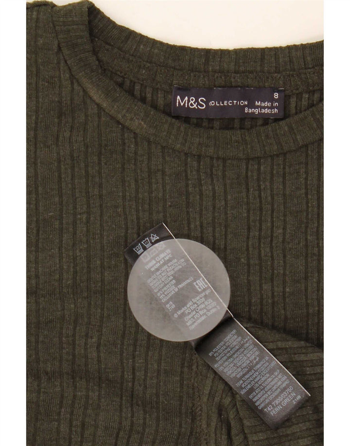 Marks & Spencer Vestido acampanado de manga larga para mujer UK 8 Small Poliéster caqui