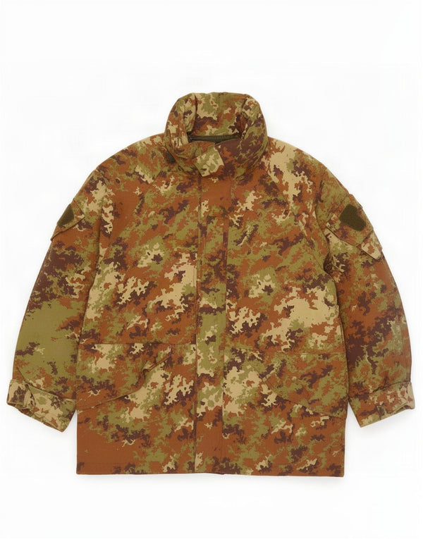 Vintage hombres con capucha chaqueta acolchada Reino Unido 42 XL camuflaje caqui