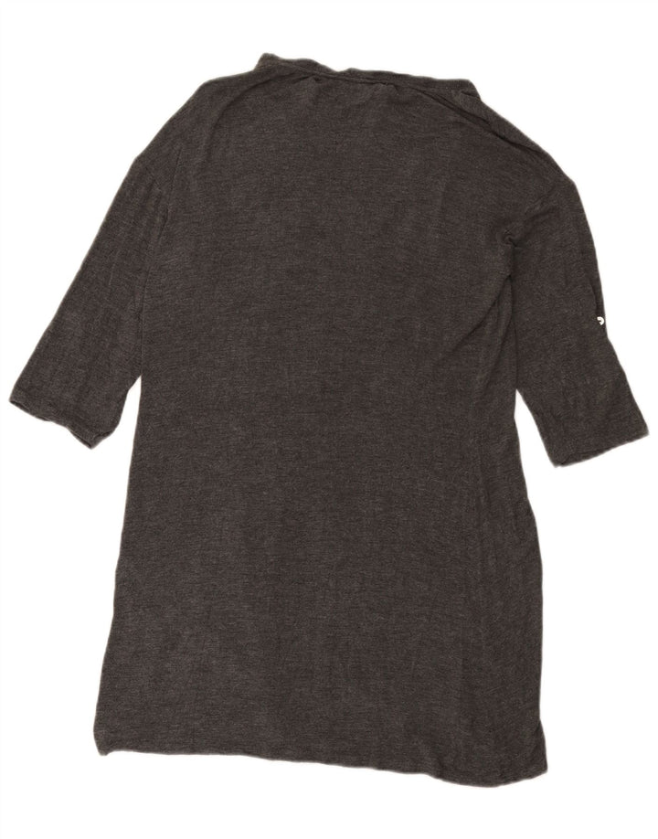 Zara Vestido básico de manga 3/4 para mujer UK 44 Viscosa gris grande
