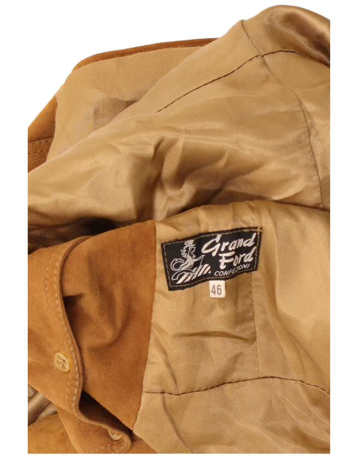 Grand Ford Chaqueta Blazer de Ante con 3 Botones para Mujer IT 46 Grande Beige