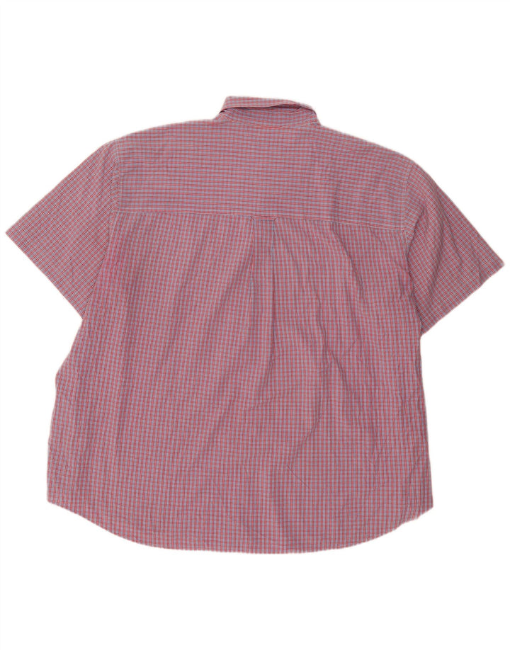 Chaps Camisa de manga corta para hombre de fácil cuidado, 4XL, algodón a cuadros rojos