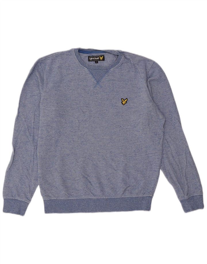Lyle & Scott Hombre Sudadera Jumper Small Azul Moteado Algodón