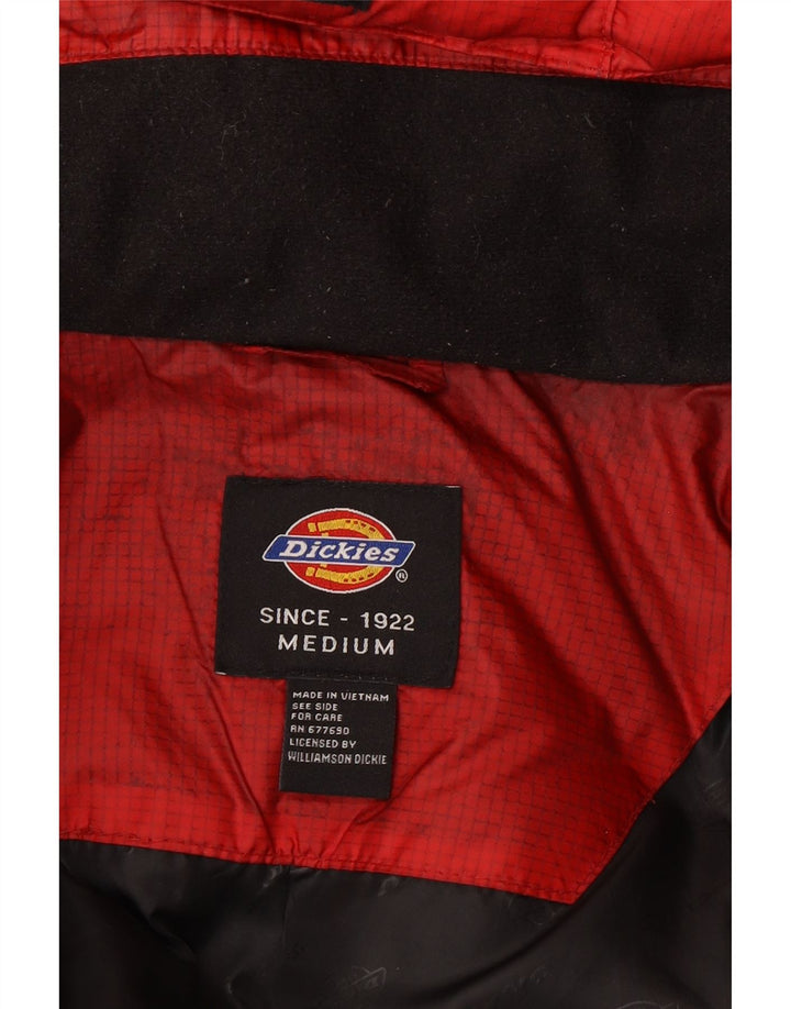 Dickies Chaqueta acolchada con capucha para hombre UK 38 Medium Red Colourblock Nylon