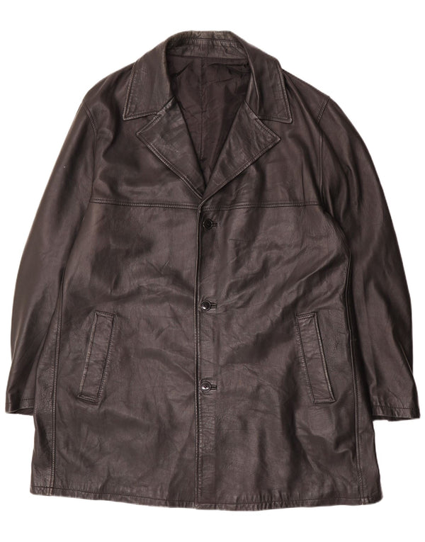 Vintage hombres cuero abrigo tamaño 62 4XL cuero negro
