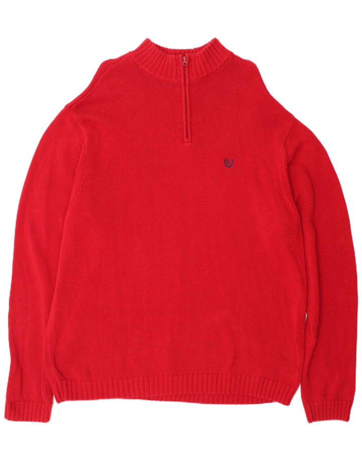 Chaps Suéter tipo jersey con cuello y cremallera para hombre 2XL Algodón rojo