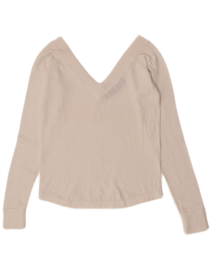 Zara Mujer Blusa Top Reino Unido 44 Grande Algodón Blanco