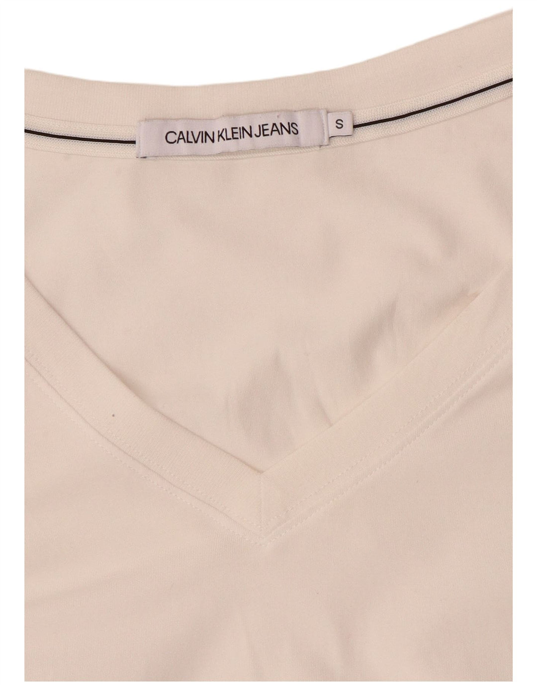 CALVIN KLEIN JEANS Top Mujer Manga Larga UK 10 Small Blanco