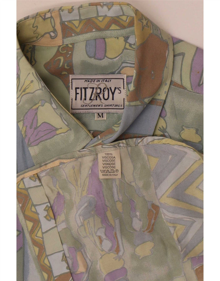 Camisa Fitzroy de manga corta con estampado abstracto para hombre, talla mediana, multicolor