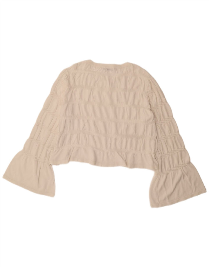 Zara Blusa Corta De Manga Larga para Mujer Top UK 46 Large White