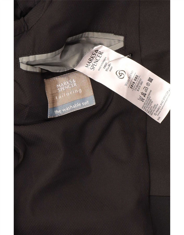 Marks & Spencer Chaqueta tipo blazer con 1 botón para hombre UK 38 Mediana Lana negra