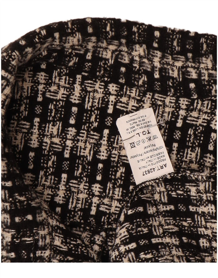 Vintage mujer overshirt camisa de punto Reino Unido 16 grande negro comprobar poliéster