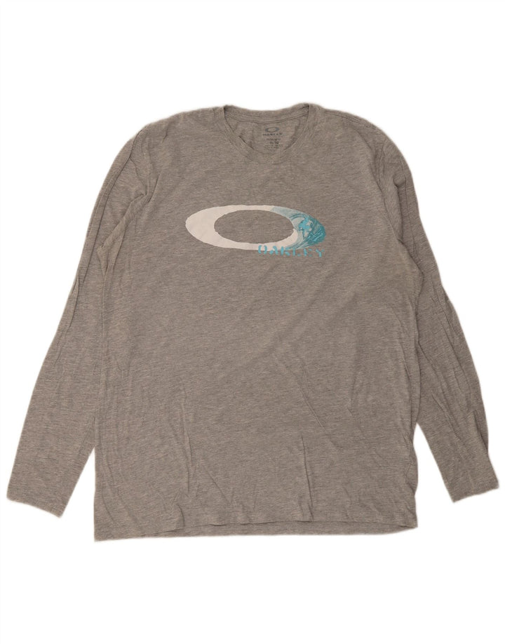 Oakley Hombre Regular Fit Graphic Top Manga Larga XL Algodón Gris