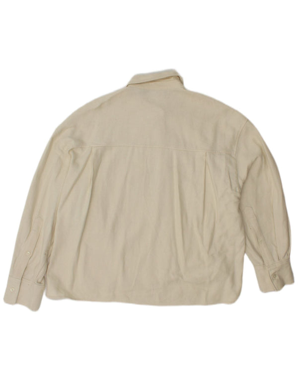 Zara Mujer Camisa Extragrande UK 6 XS Off White Algodón