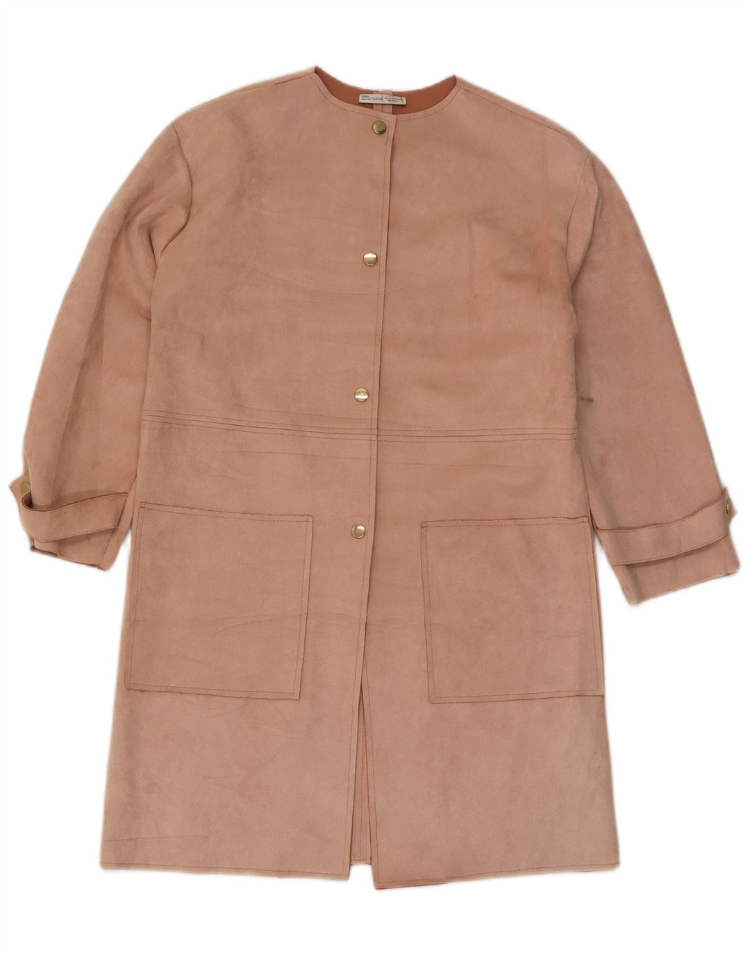 Zara Mujer Abrigo UK 10 Pequeño Poliéster Rosa