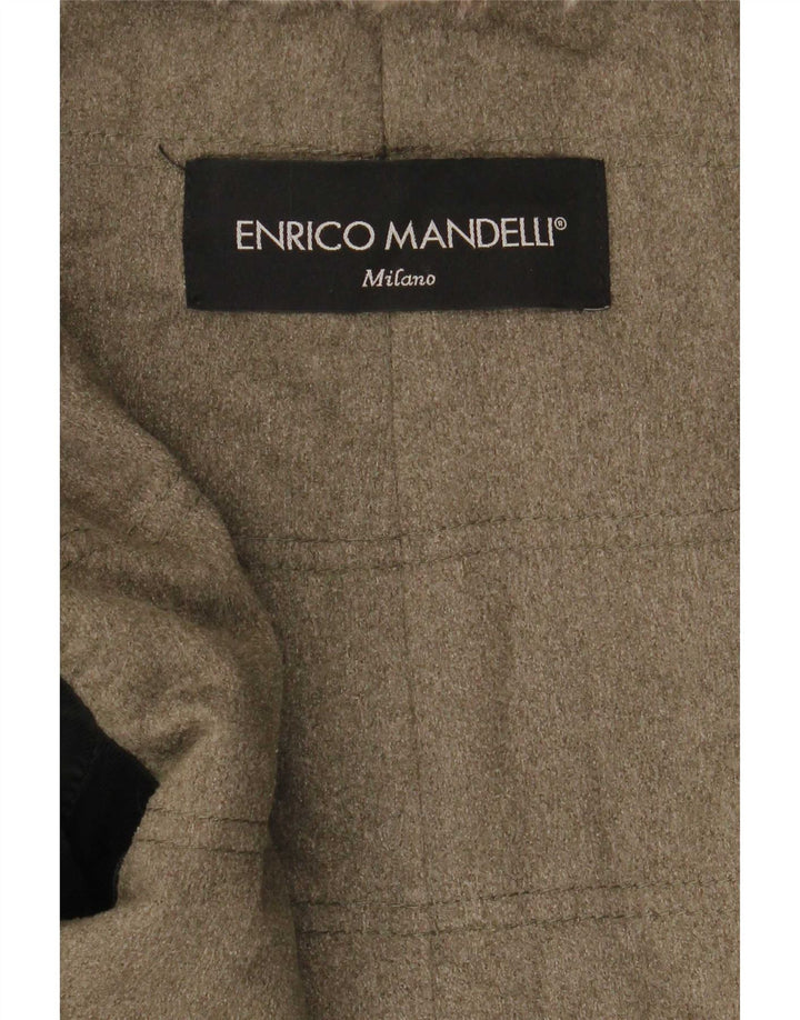 Enrico Mandelli Chaqueta de cuero para hombre UK 42 XL Negro