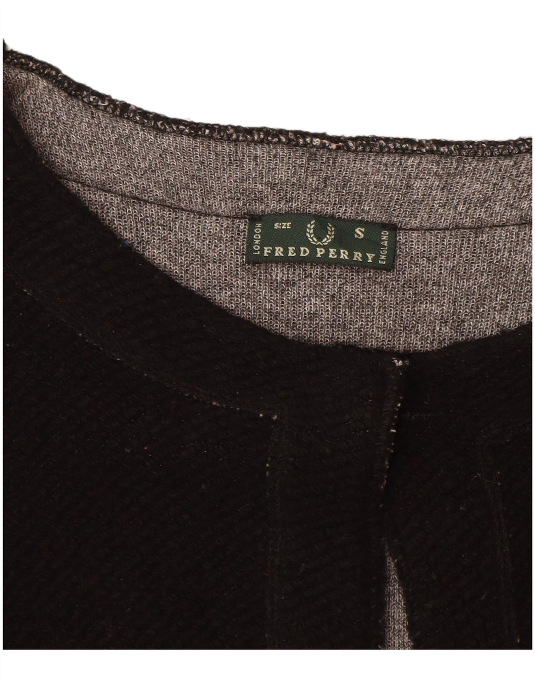 Fred Perry Suéter Cárdigan De Manga 3/4 Para Mujer UK 40 Small Negro Colorblock