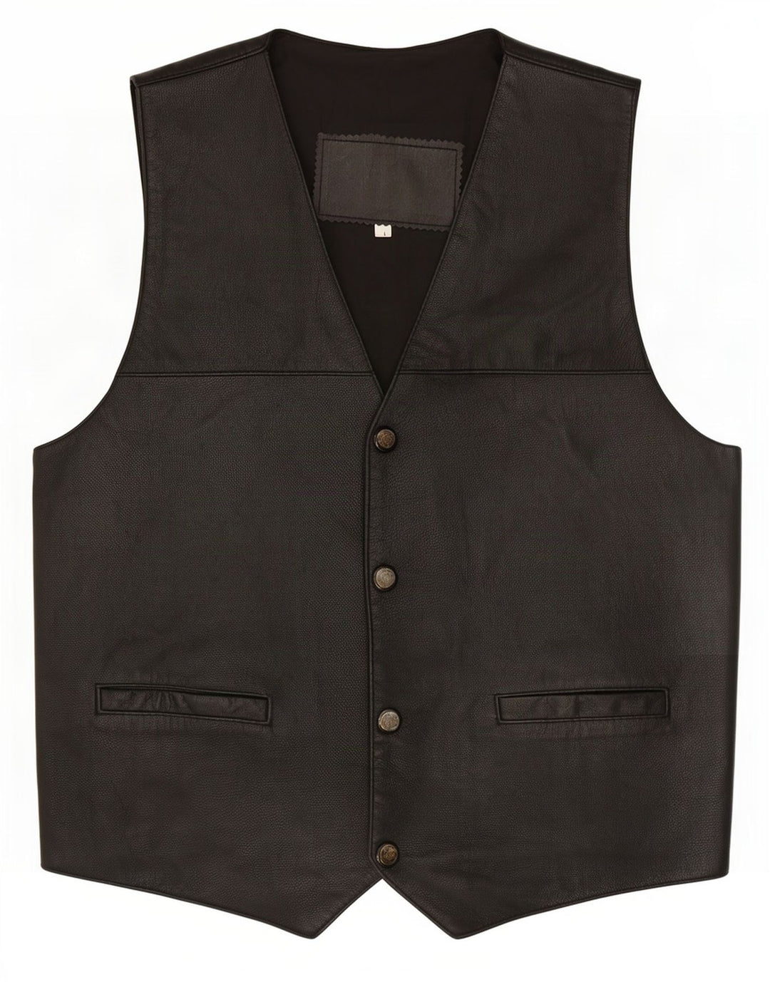 Chaleco de cuero vintage para hombre grande negro