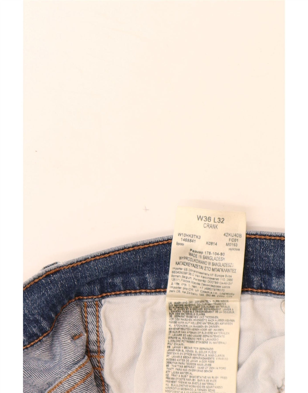 WRANGLER Vaqueros rectos Crank para mujer W36 L32 Algodón azul