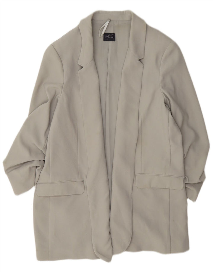 Marks & Spencer Chaqueta tipo blazer abierta larga para mujer UK 40 Gris medio