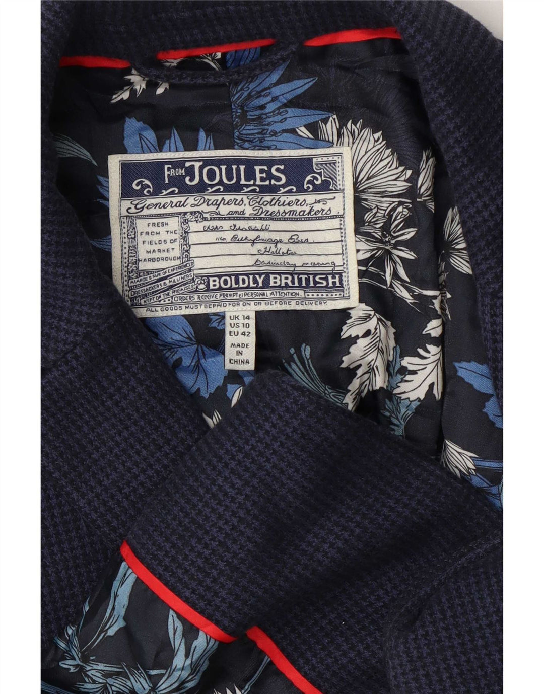 Joules Chaqueta tipo blazer de 2 botones para mujer Reino Unido 44 Grande Azul marino Pata de gallo